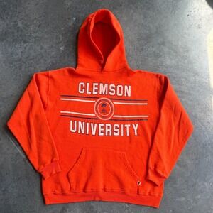 Vintage 80s Russell Athletic Clemson University Hoodie Orange USA Made Mens XL